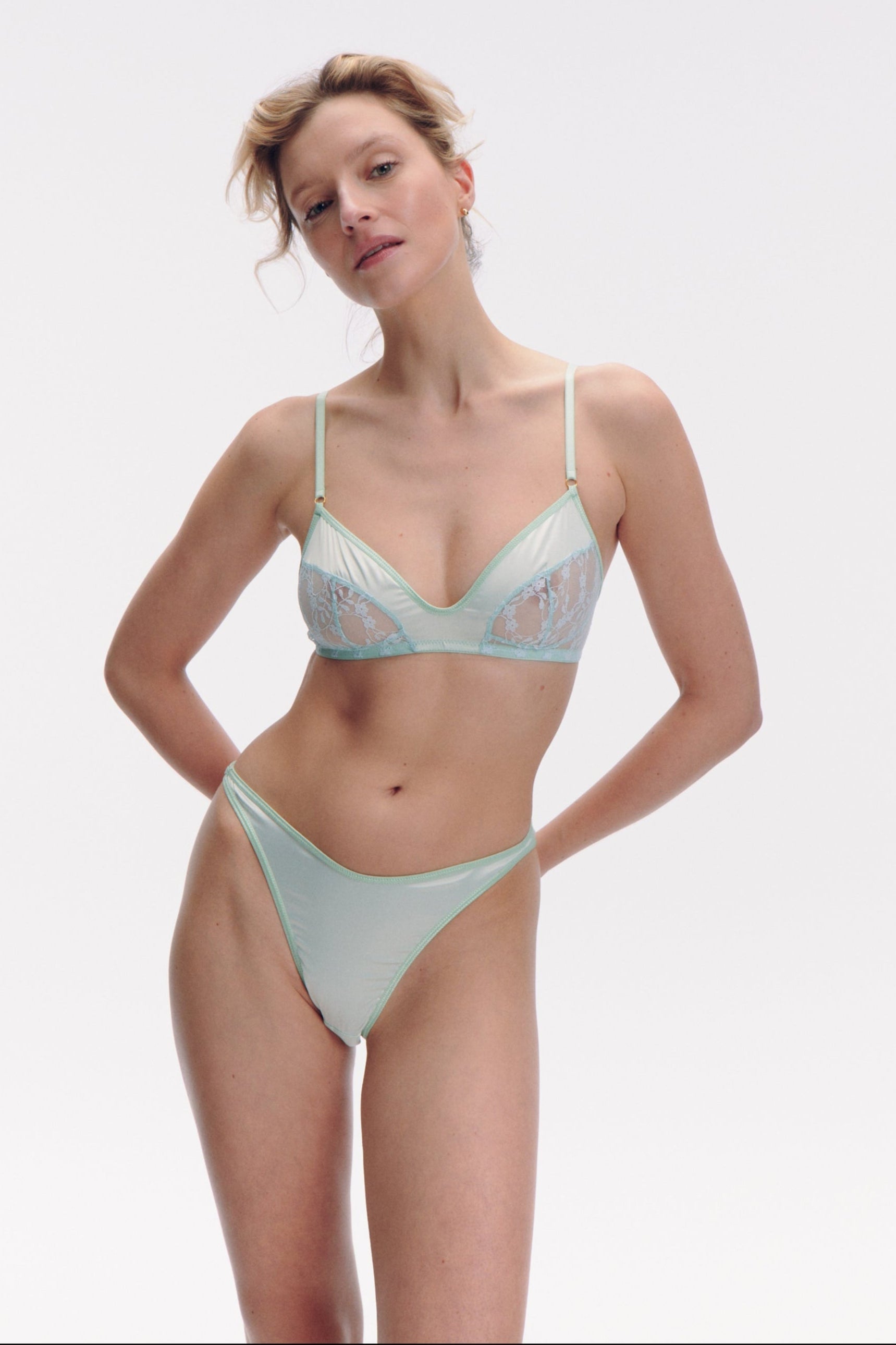 MENTHE low rise satin briefs
