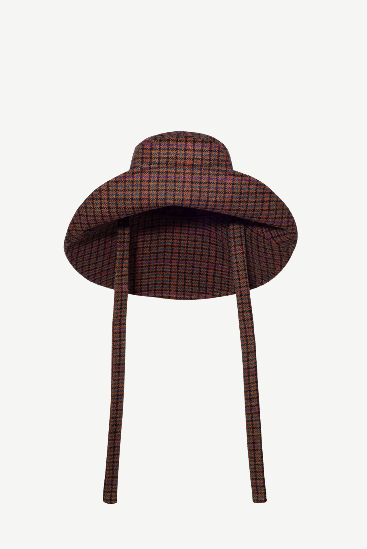 Tie-Up Checked Wool Hat