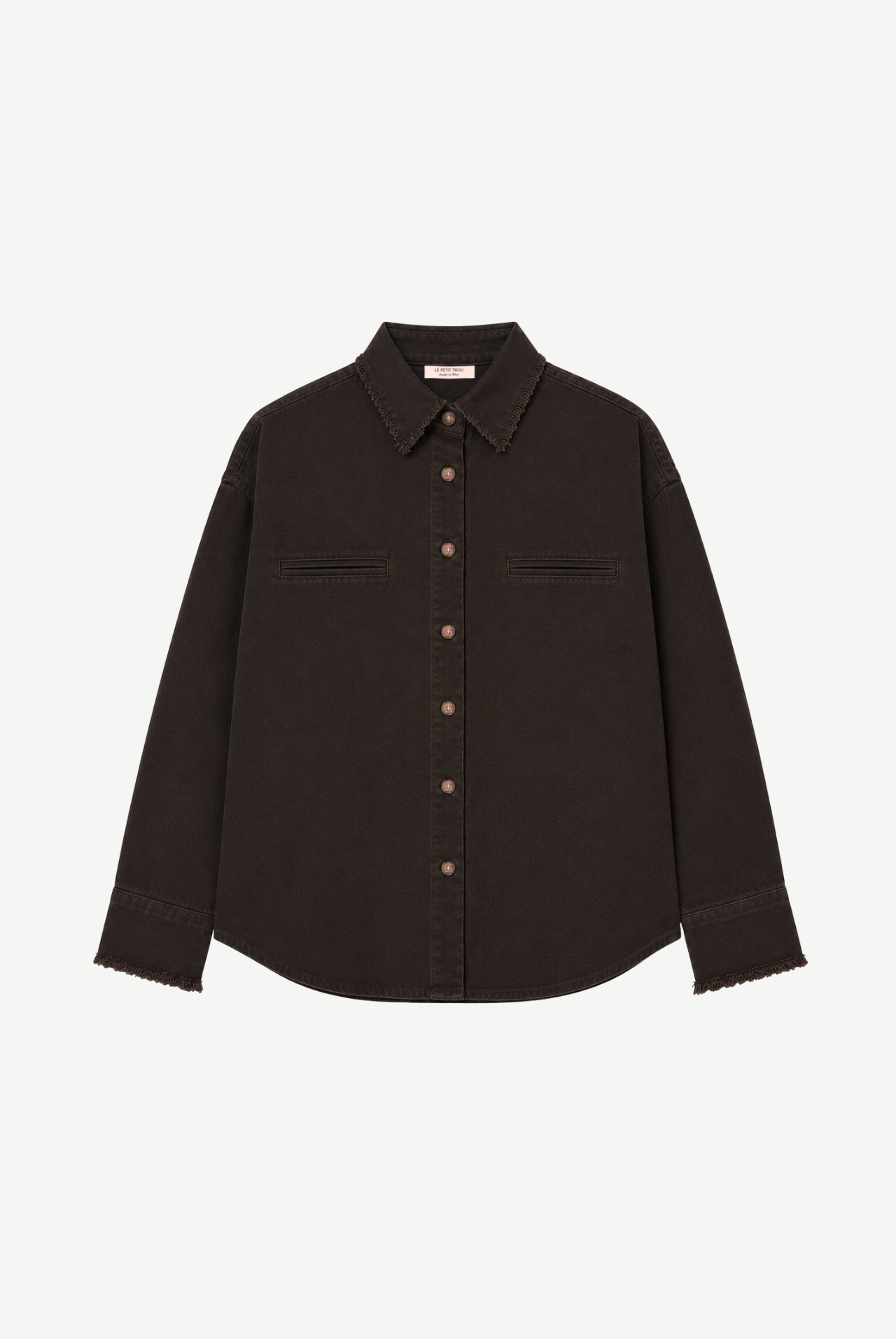 Cyril Denim Overshirt with Frayed Collar and Cuffs