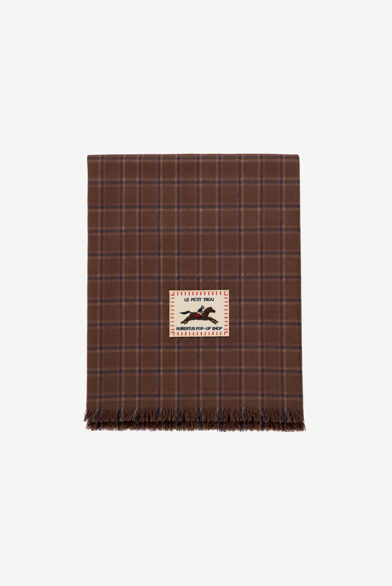 Plaid Scarf with Horse Embroidery