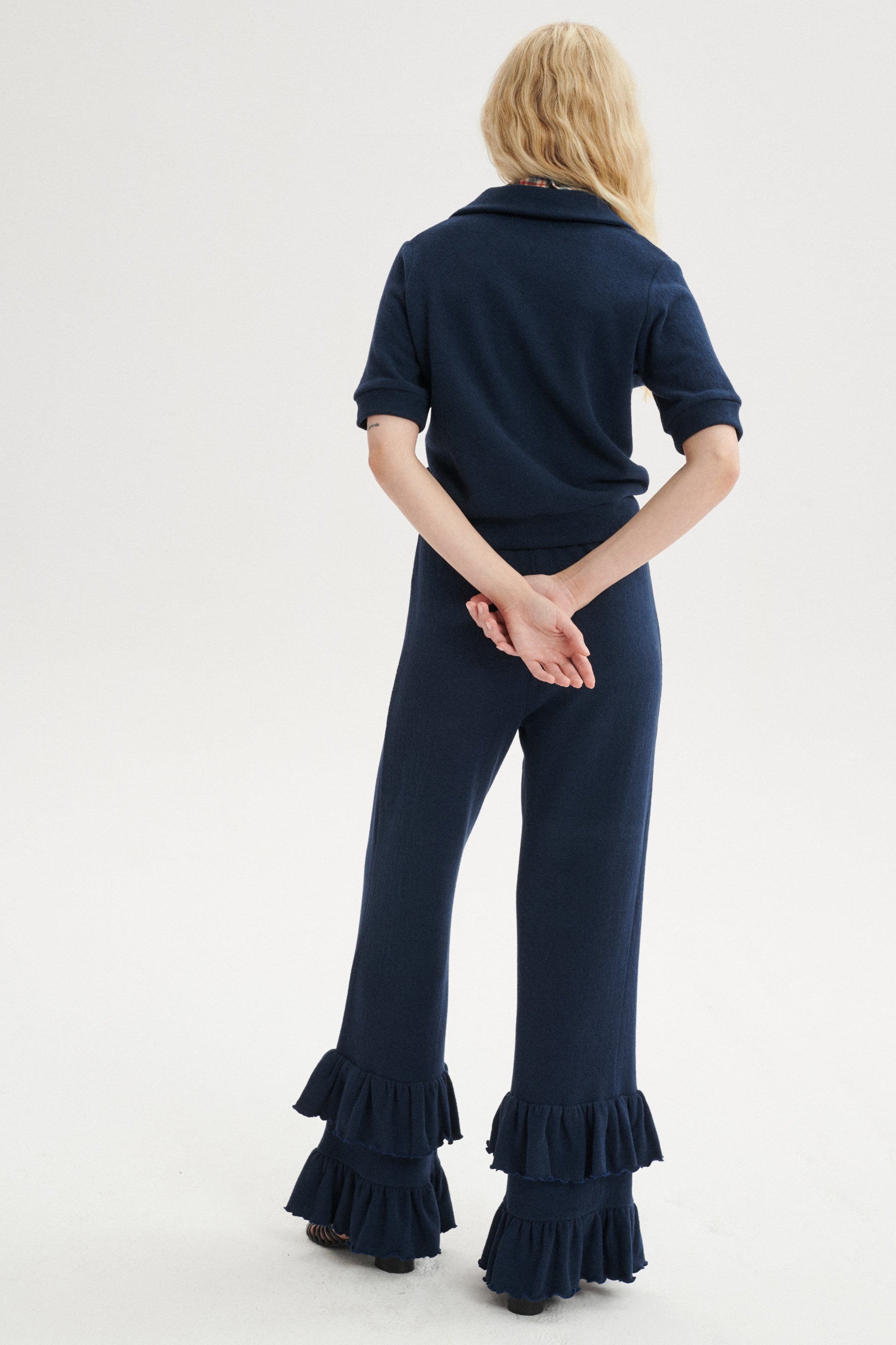 Malone Brushed Cotton Trousers - navy blue