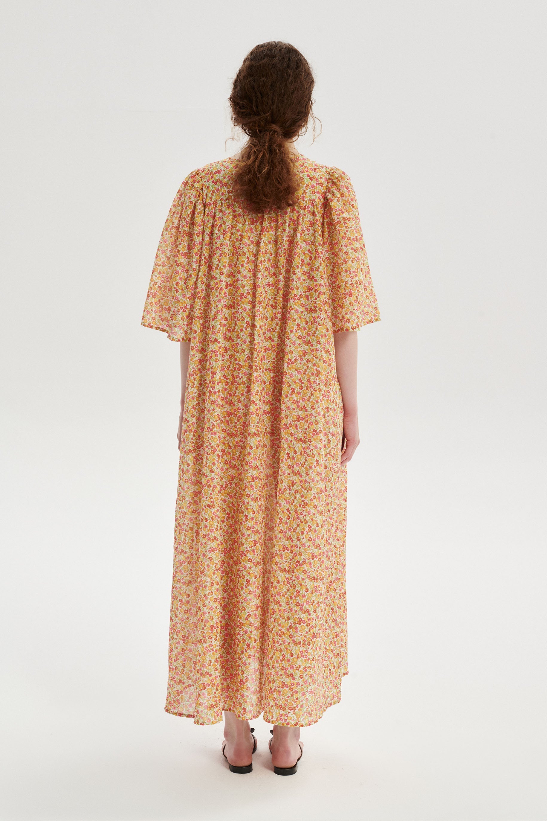 Lou Floral Cotton Dress - orange