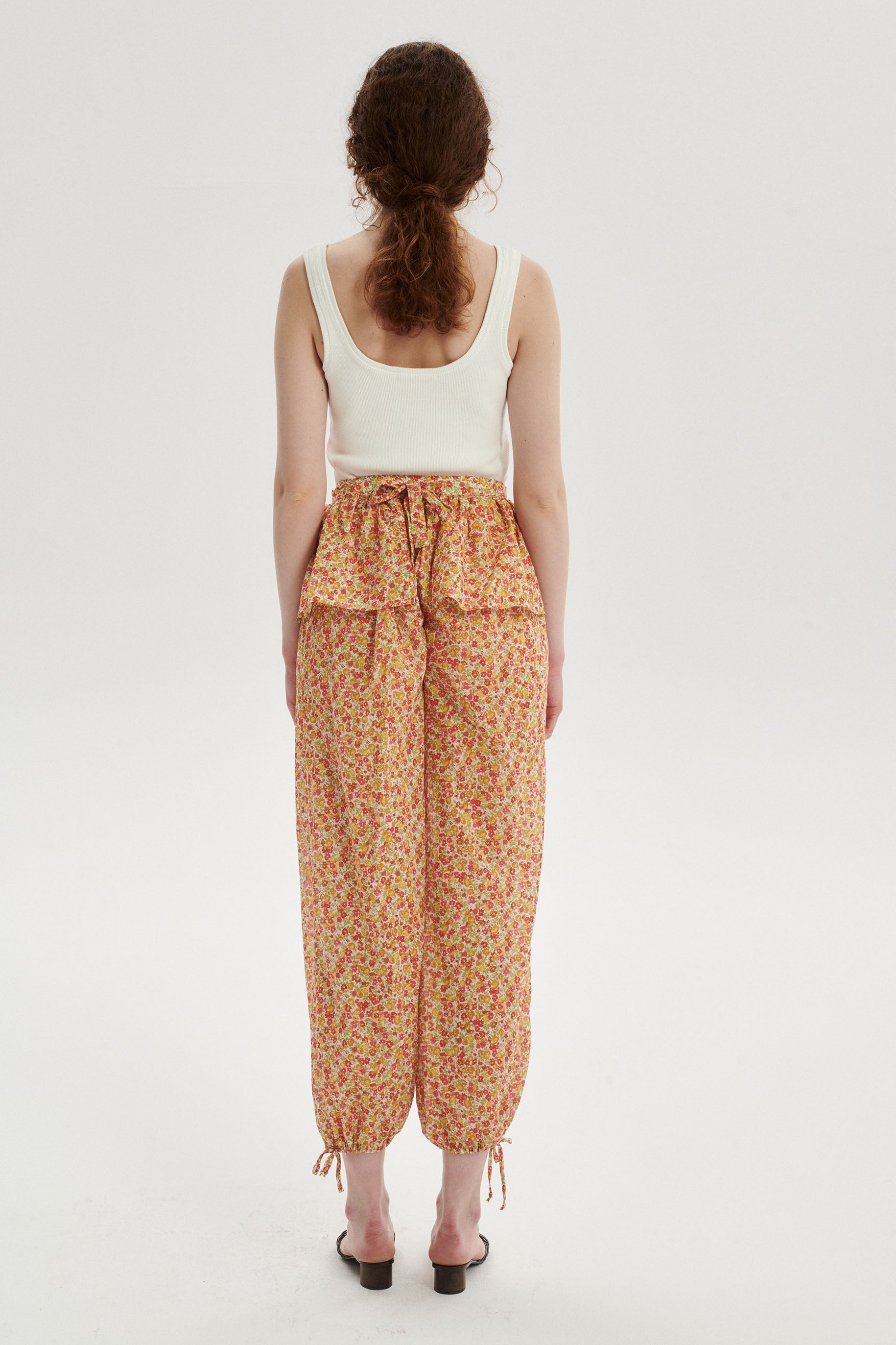 Eden Lace Baloon Pants With Detachable Peplum - orange