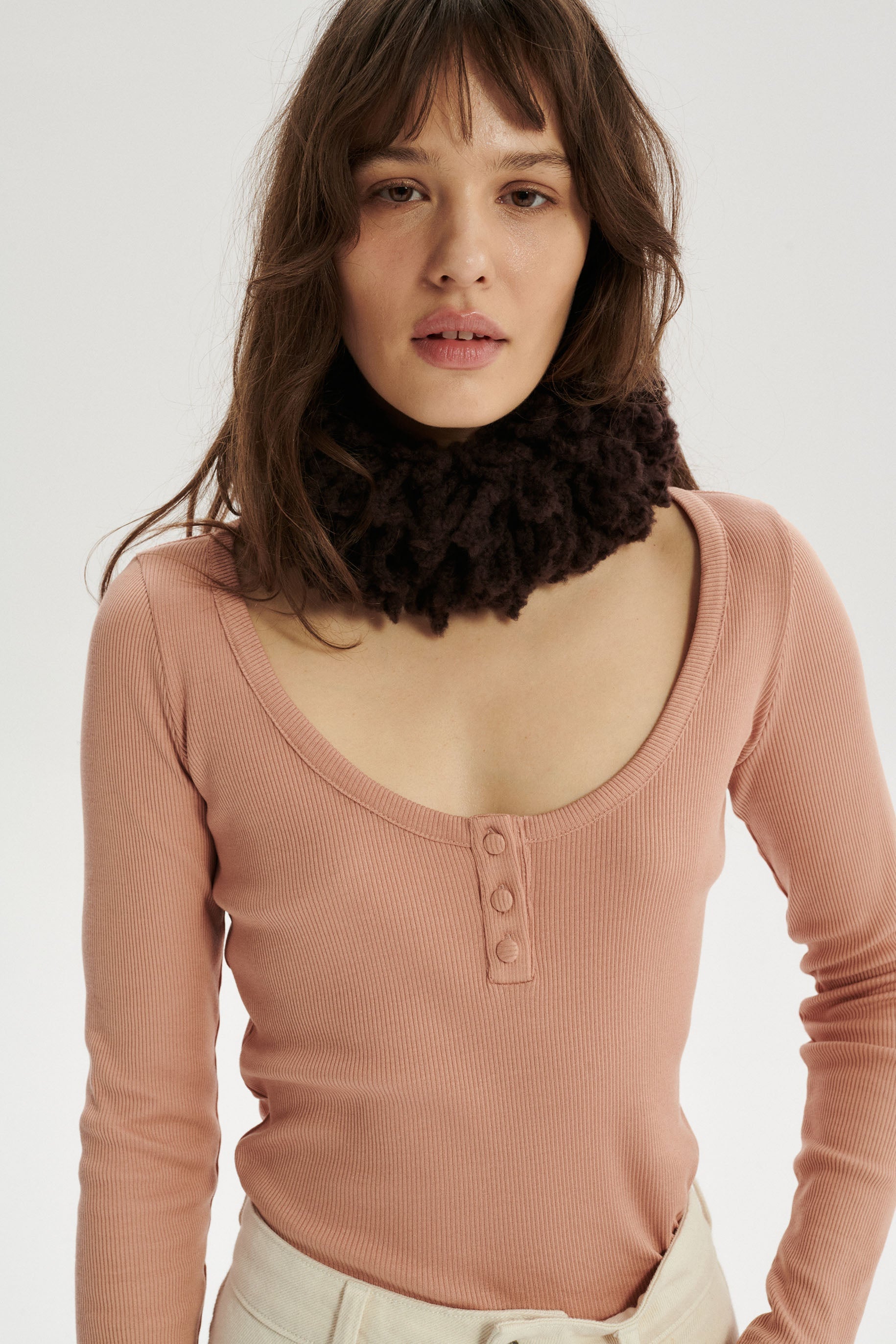 Wool Yarn Collar - brown