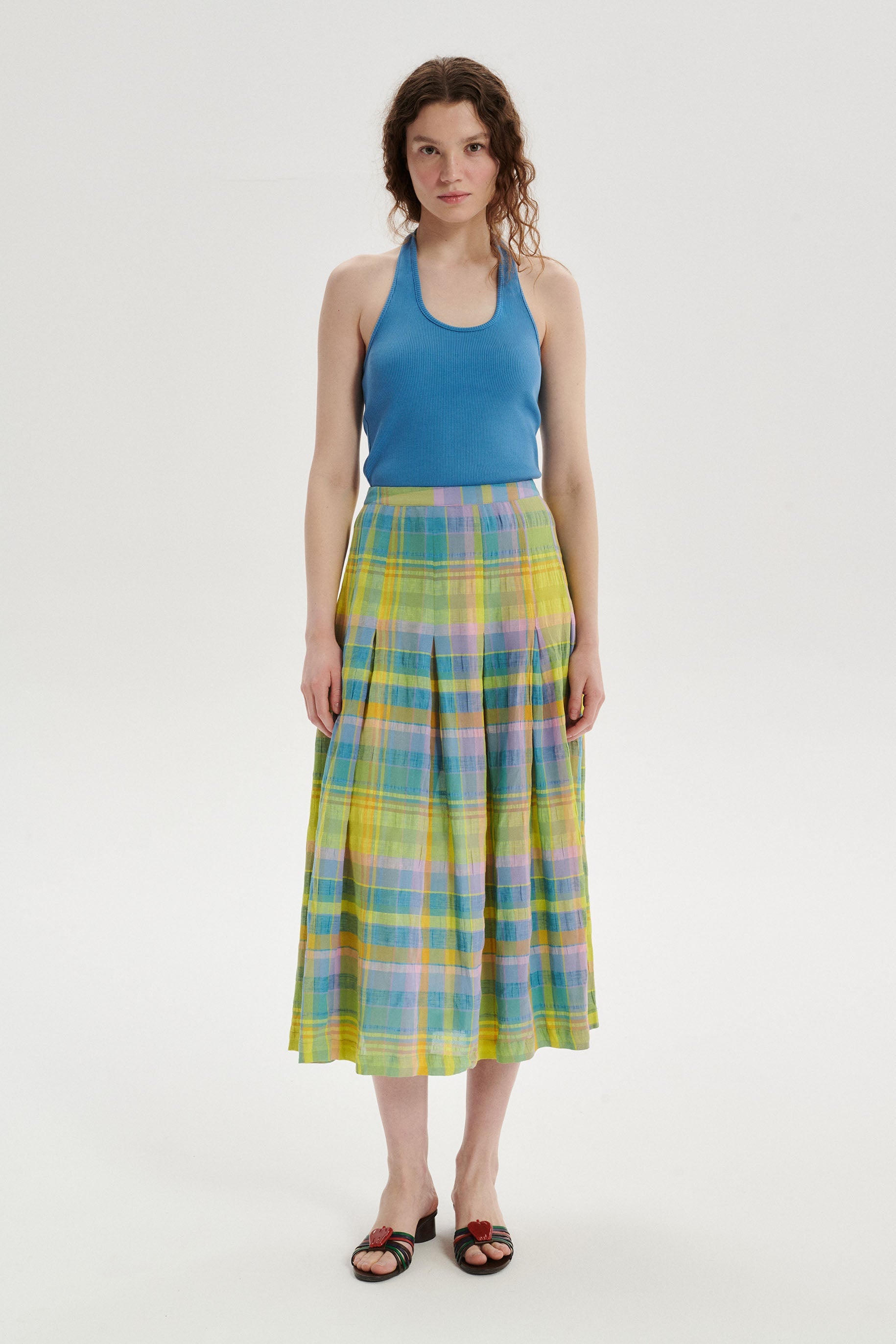 Arthur Checked Maxi Skirt - green