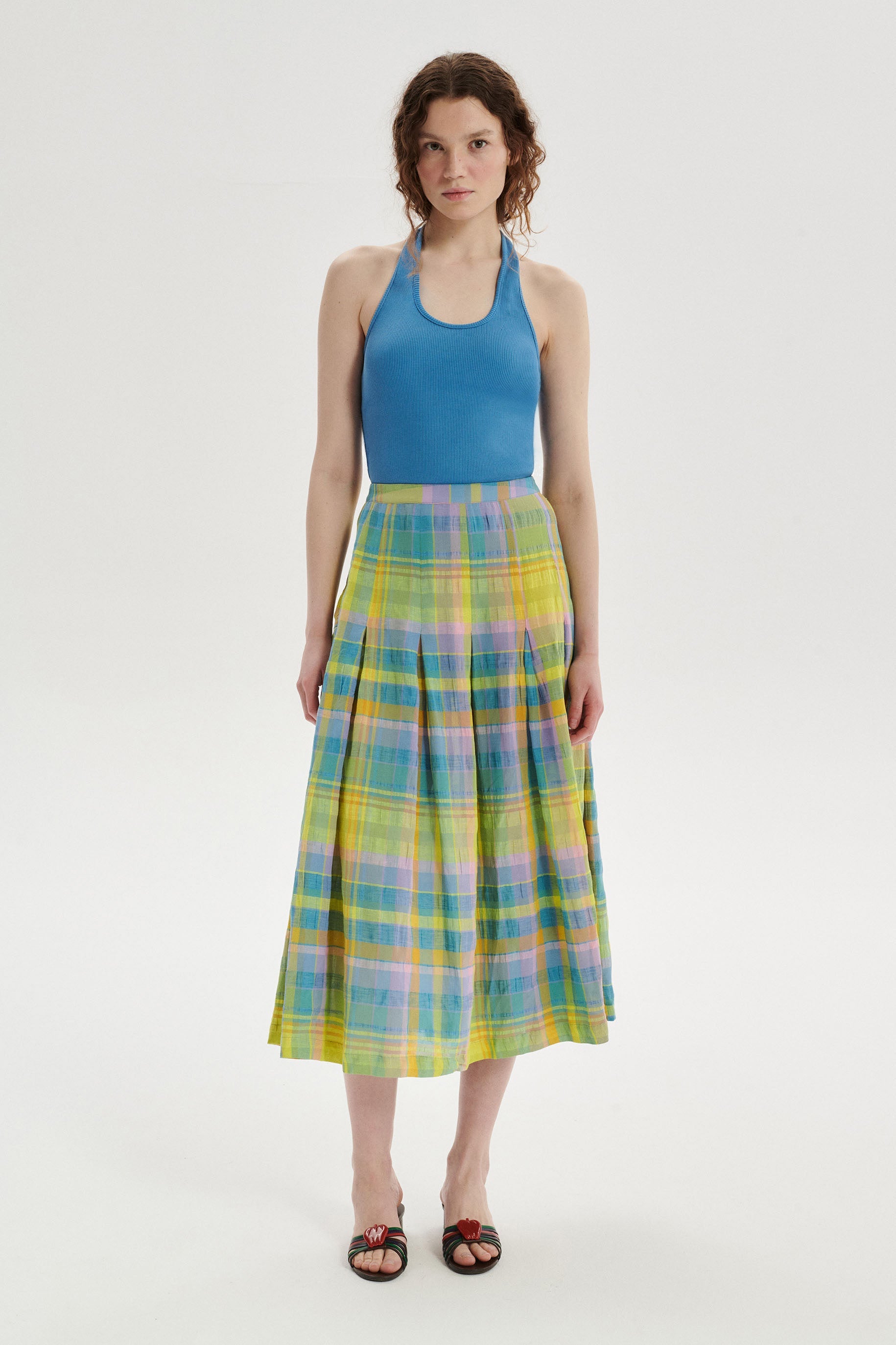 Gilbert Cotton Halter Top - blue