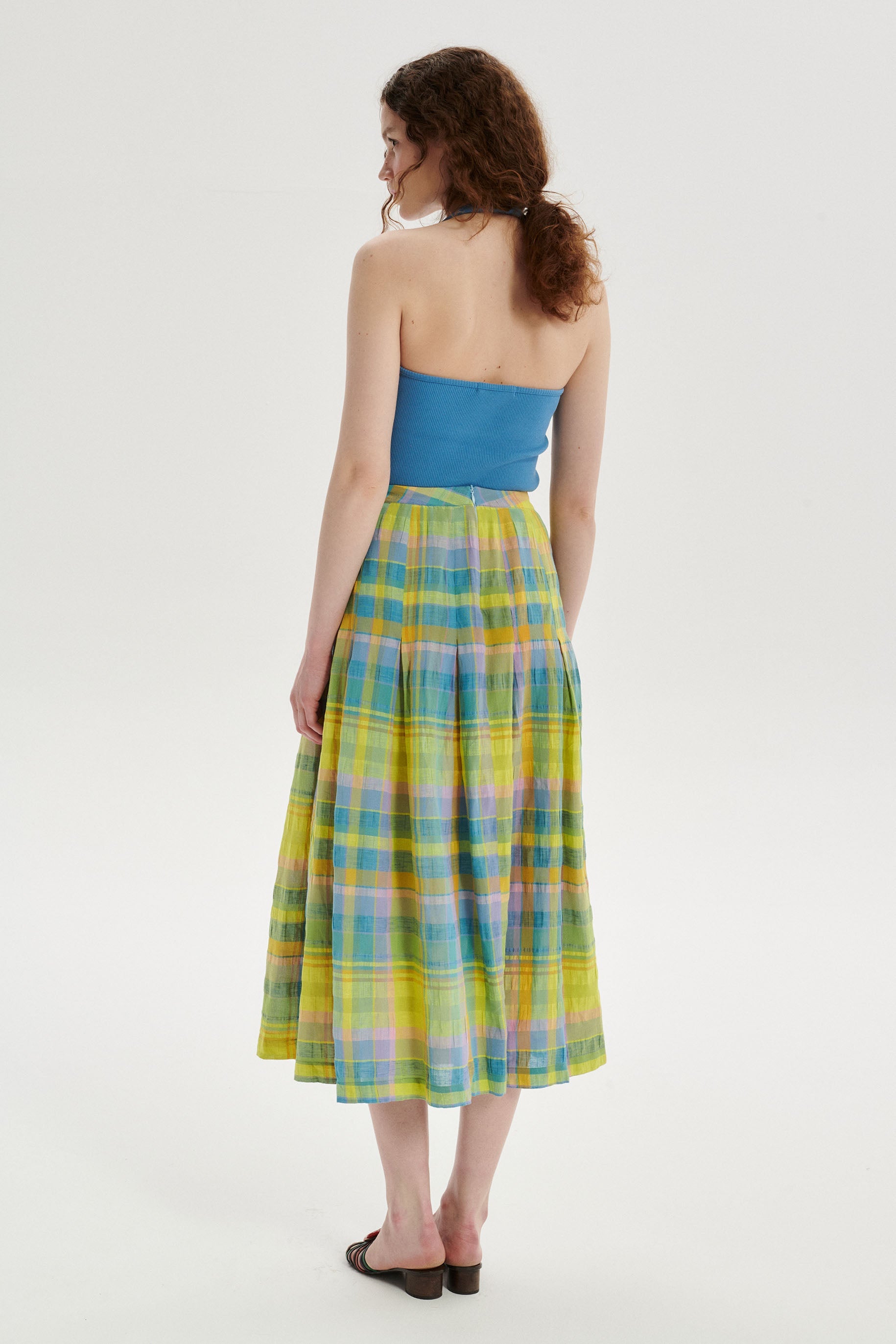 Arthur Checked Maxi Skirt - green