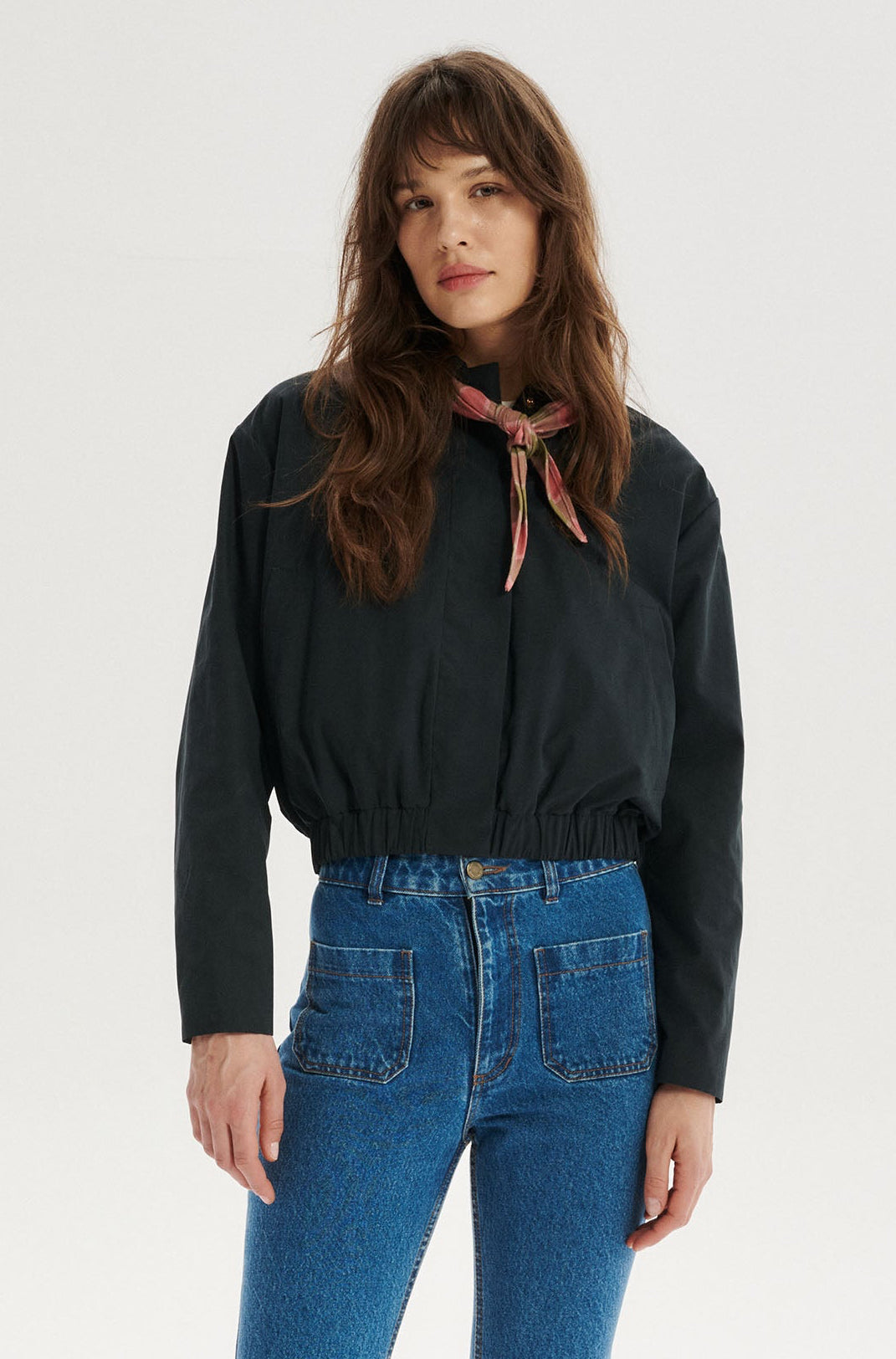 Axel Checked Gathered Scarf - pink