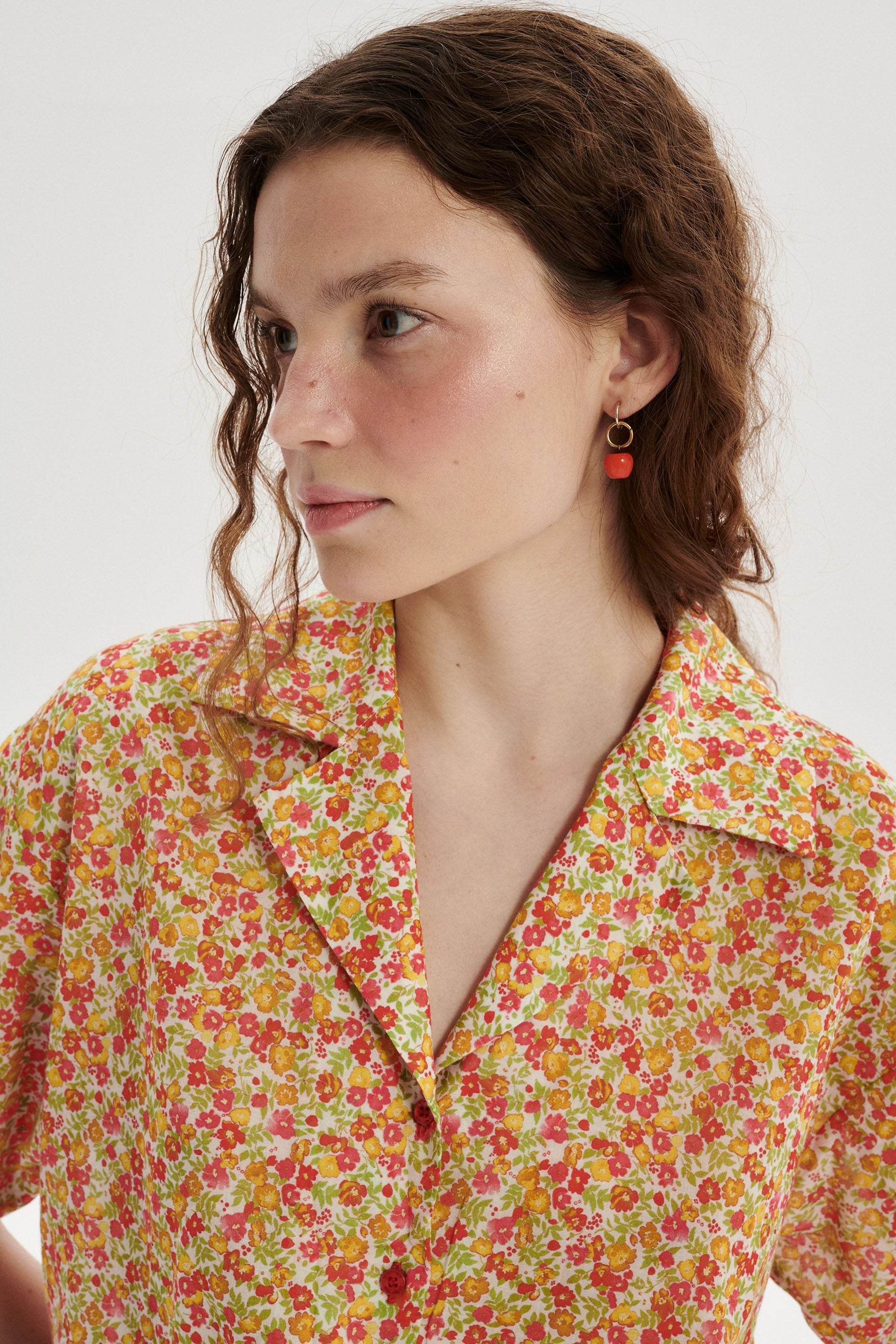 Single Hoop Earring with Apple Charm