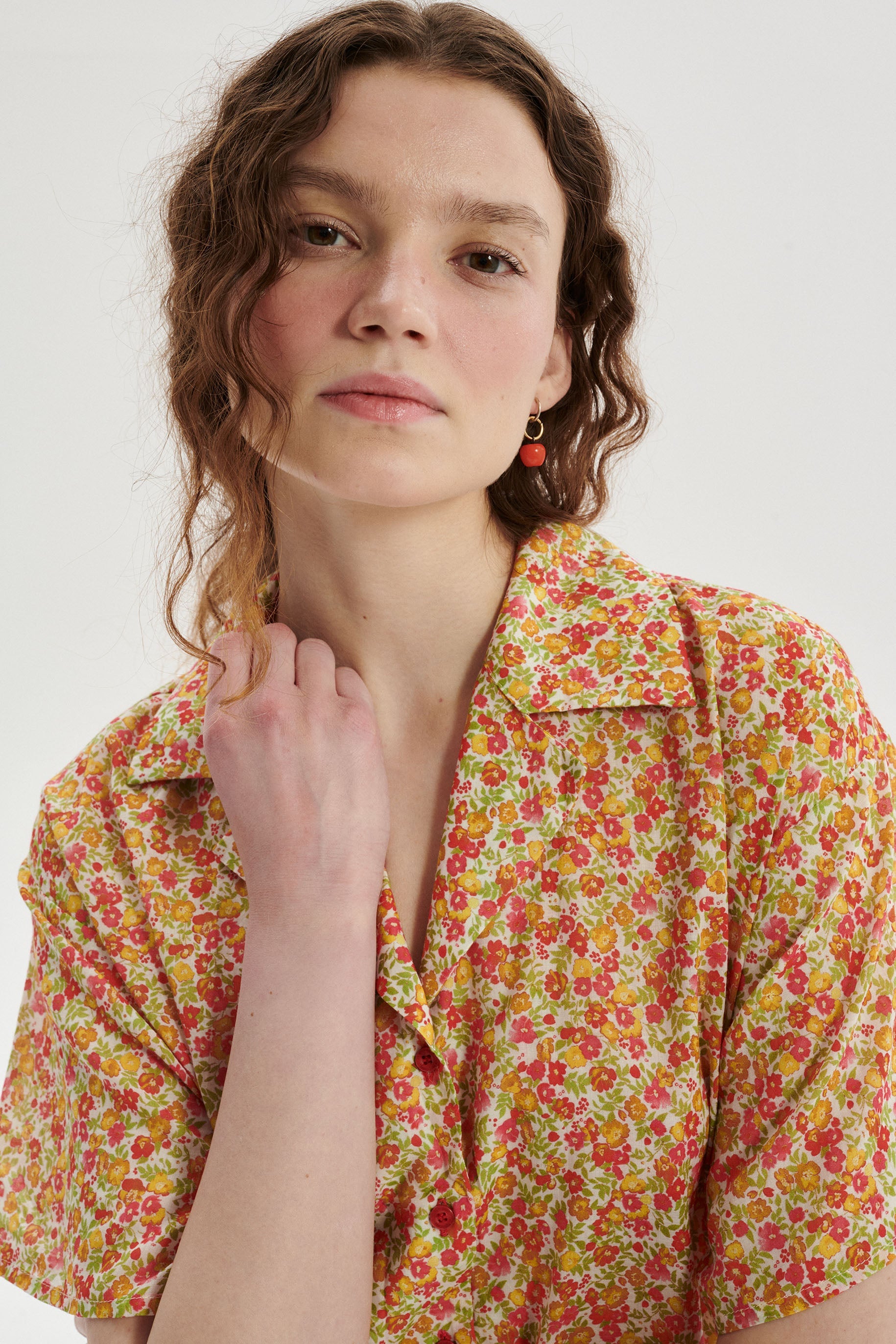 Single Hoop Earring with Apple Charm