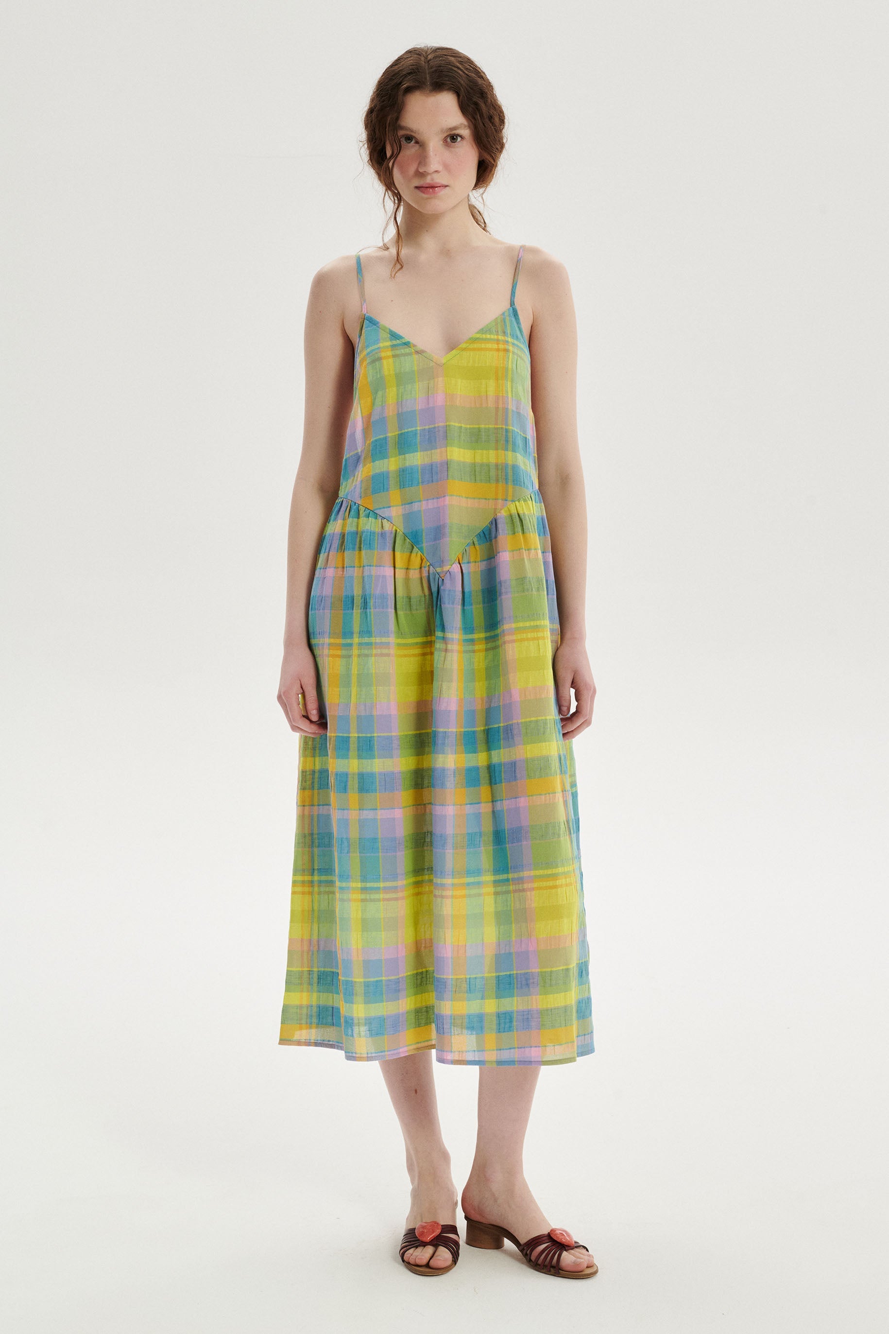 Roche Checked Dress - green
