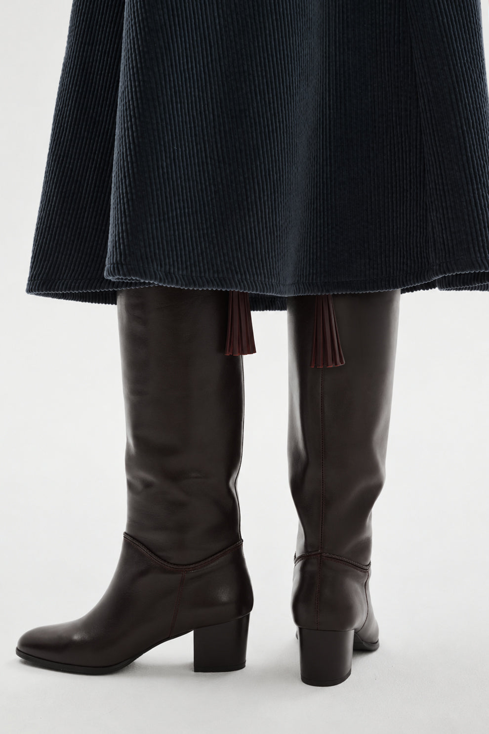 Aubin Heeled Leather Boots with Fringe