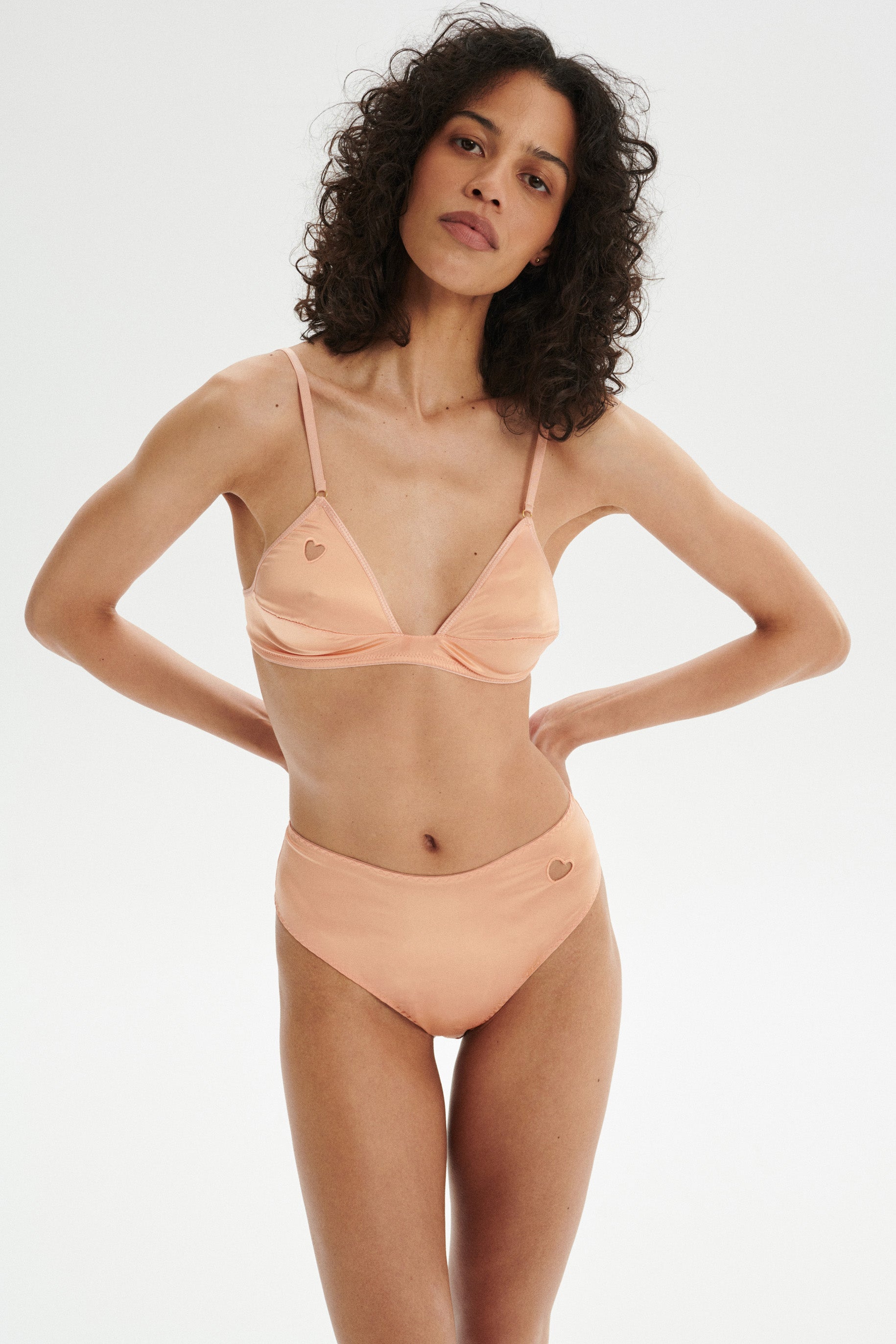MADONNA high waist satin briefs - peach