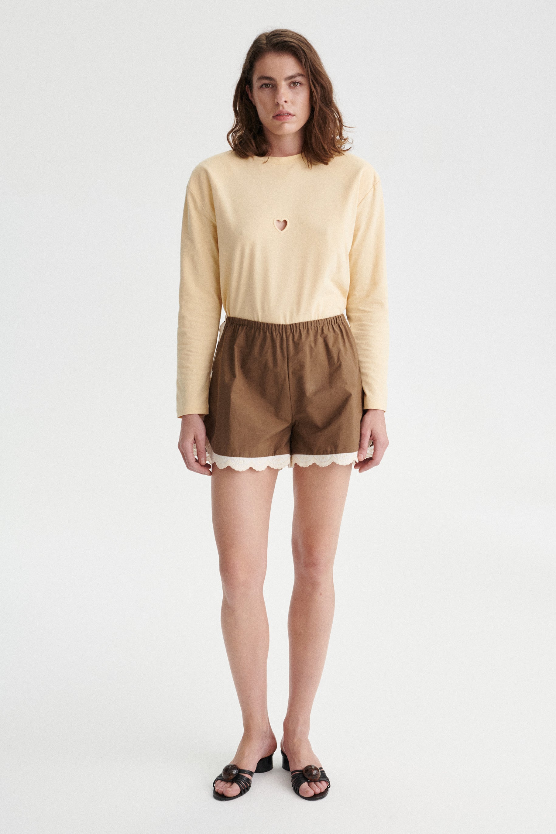 Petit Heart Cotton Longsleeve In Yellow