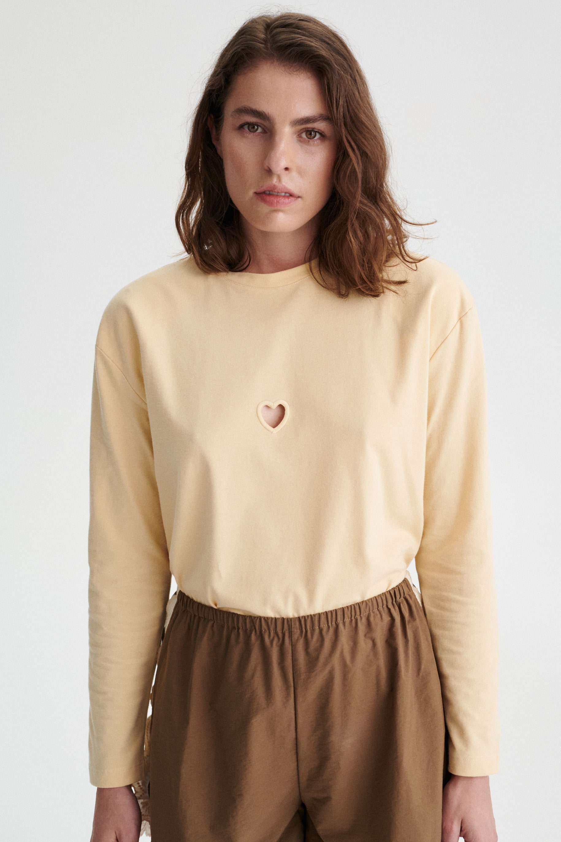 Petit Heart Cotton Longsleeve In Yellow