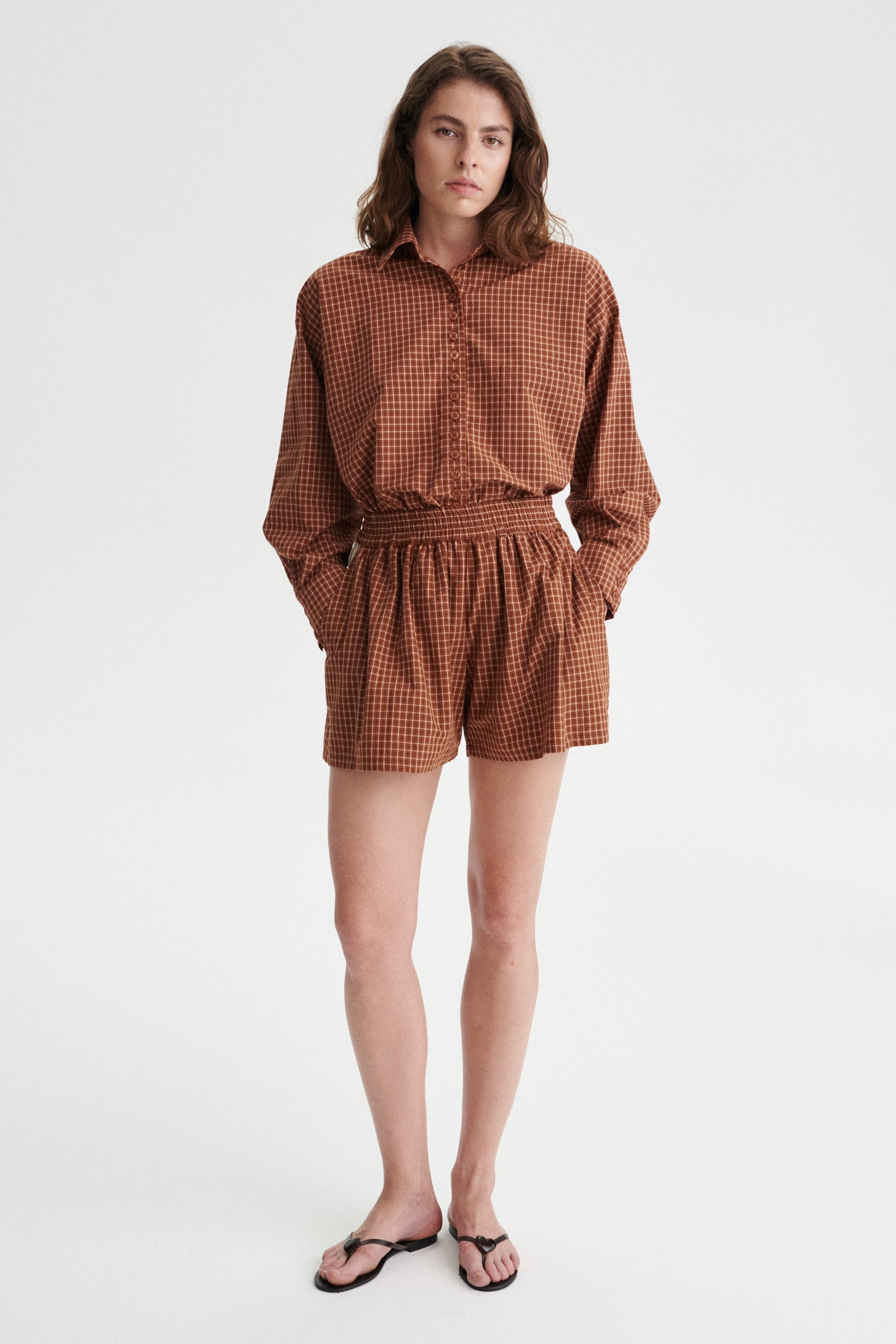 Roger Organic Cotton Check Shorts with Contrast Pockets
