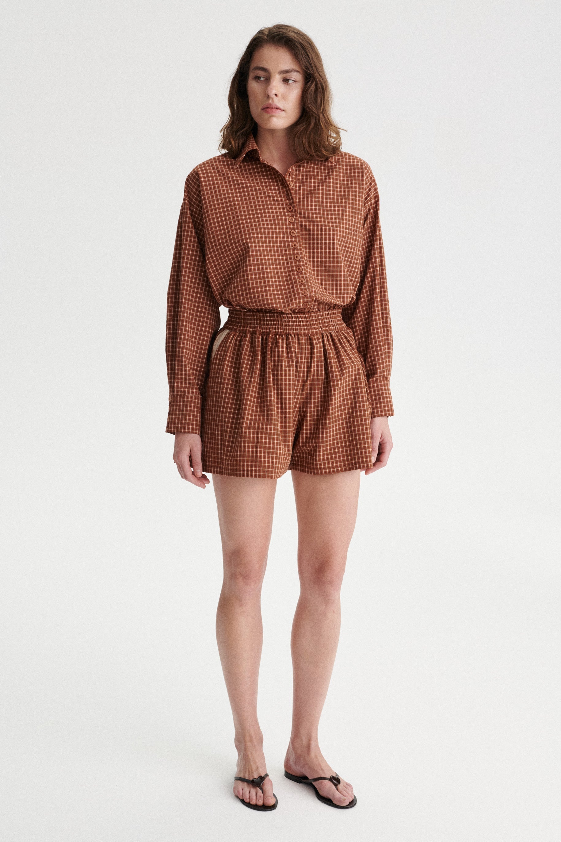 Roger Organic Cotton Check Shorts with Contrast Pockets