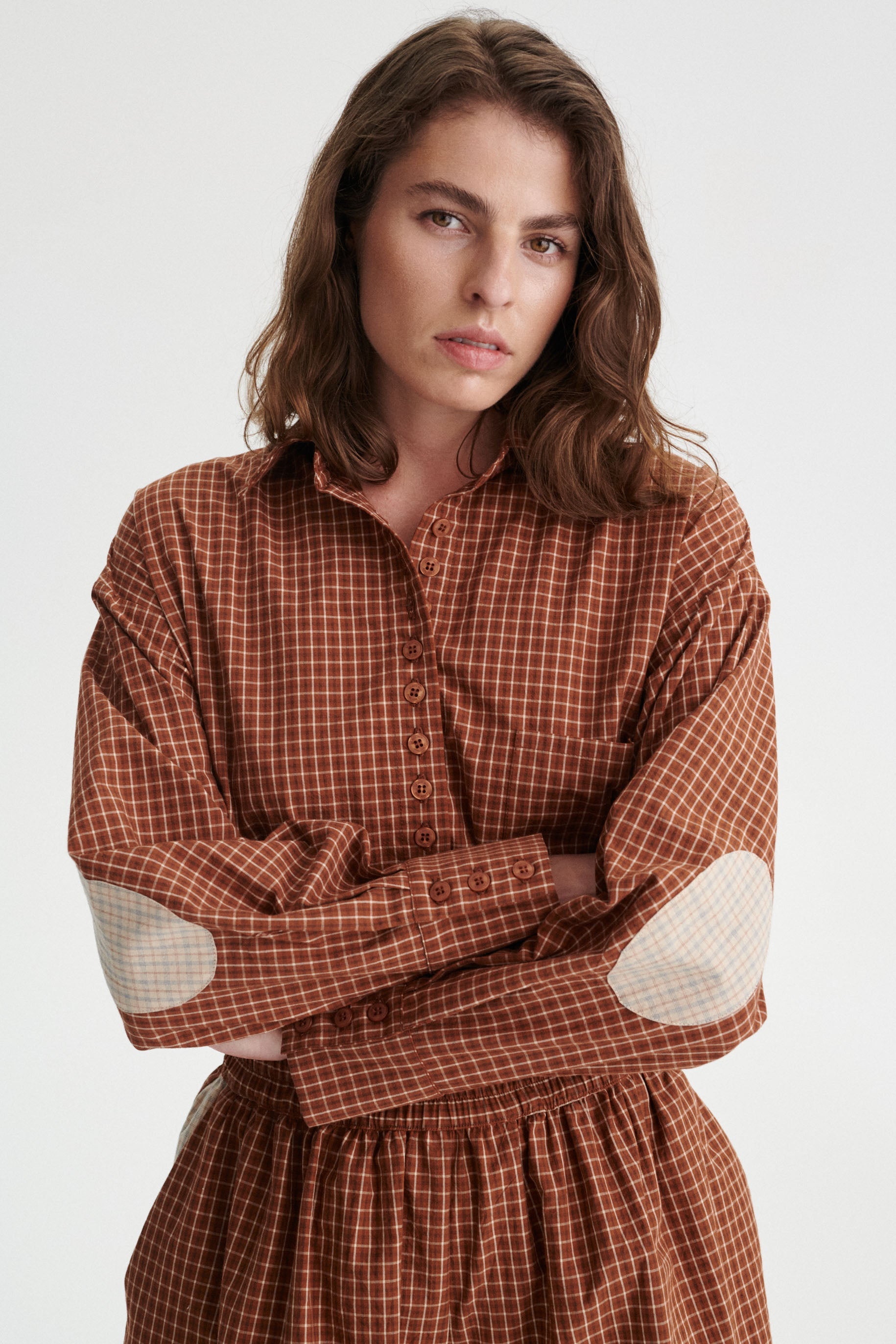 Dorian Organic Cotton Check Shirt with Elbow Patches