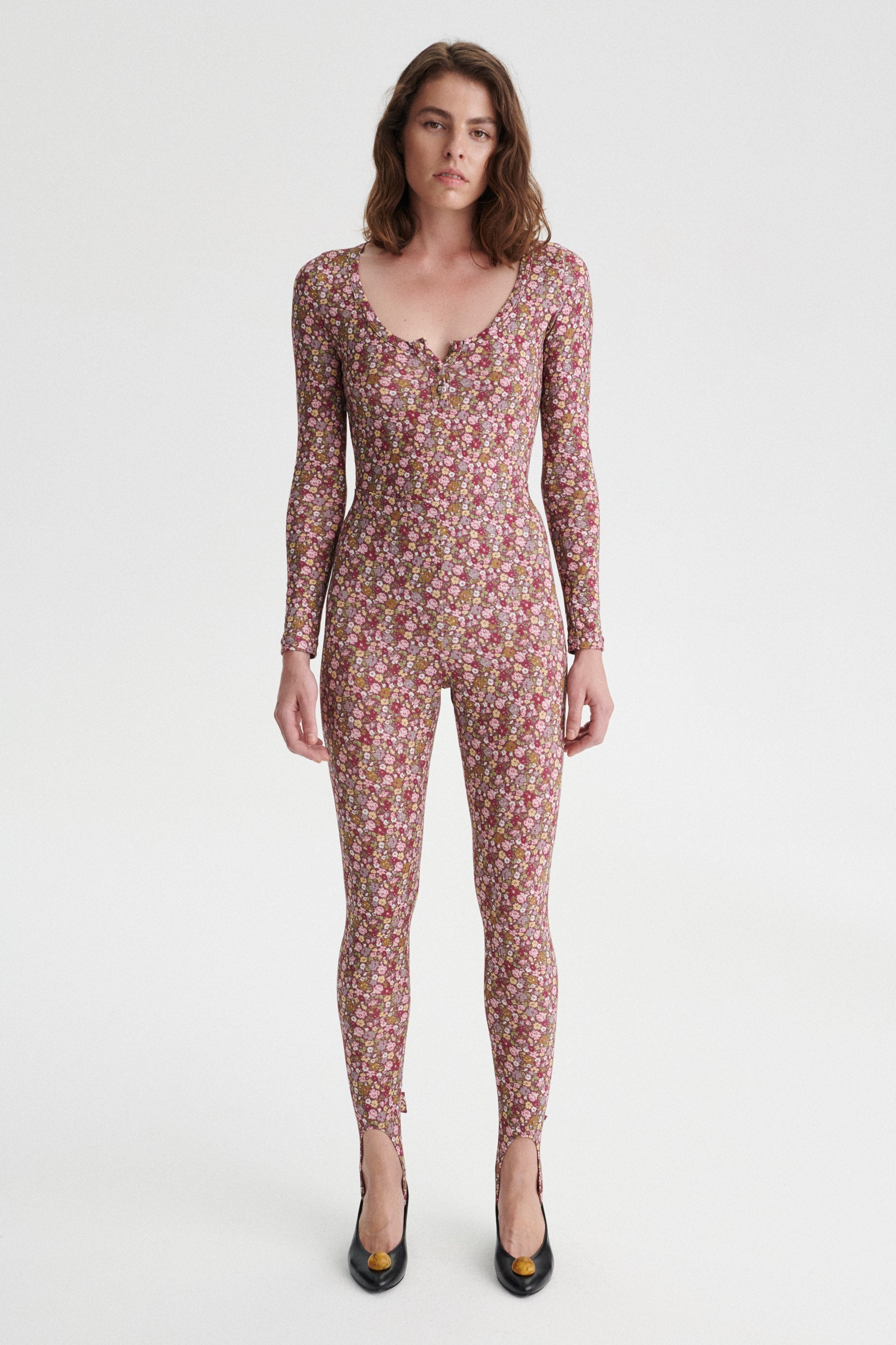Hilaire High-Waisted Cotton Floral Stirrup Leggings