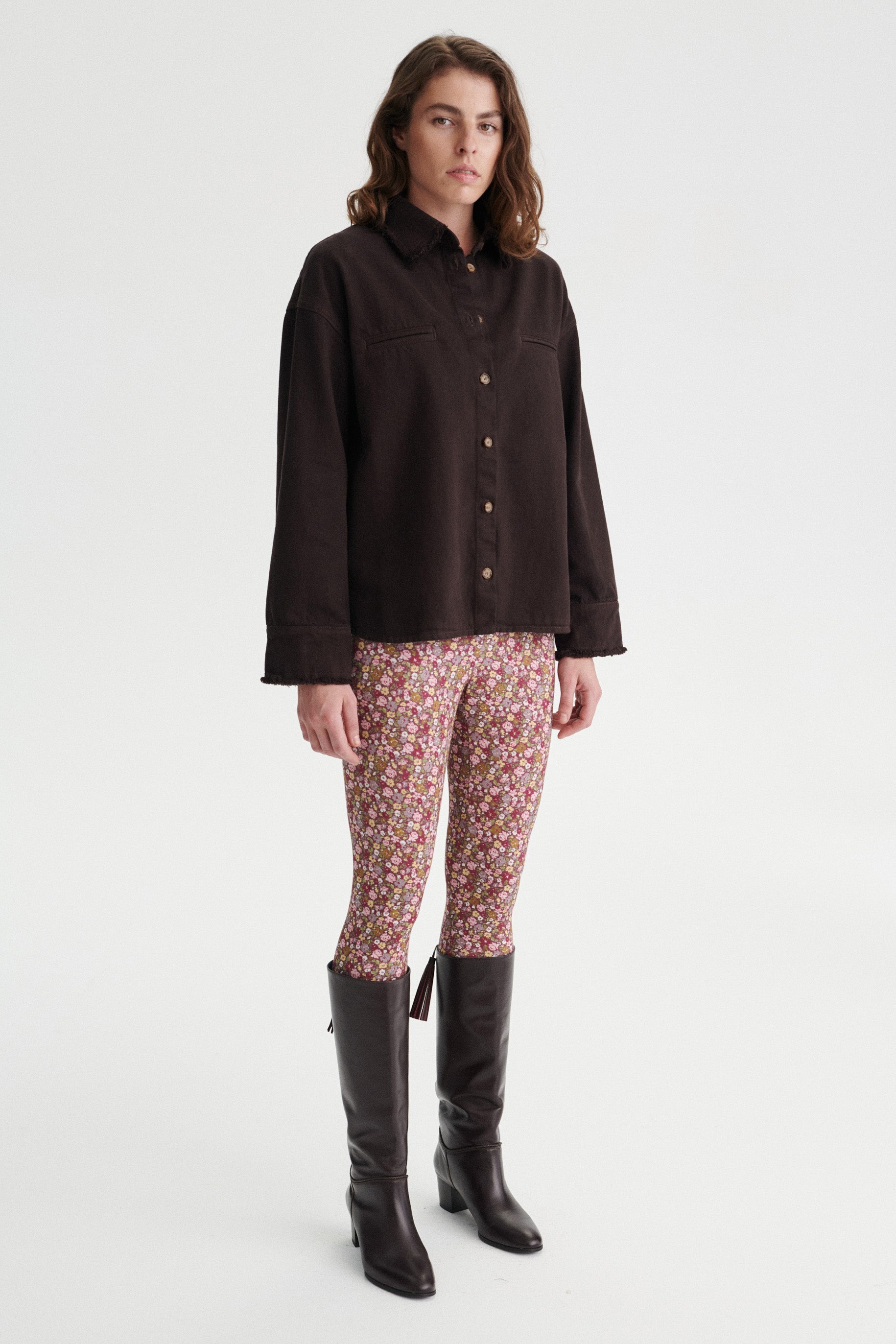 Hilaire High-Waisted Cotton Floral Stirrup Leggings
