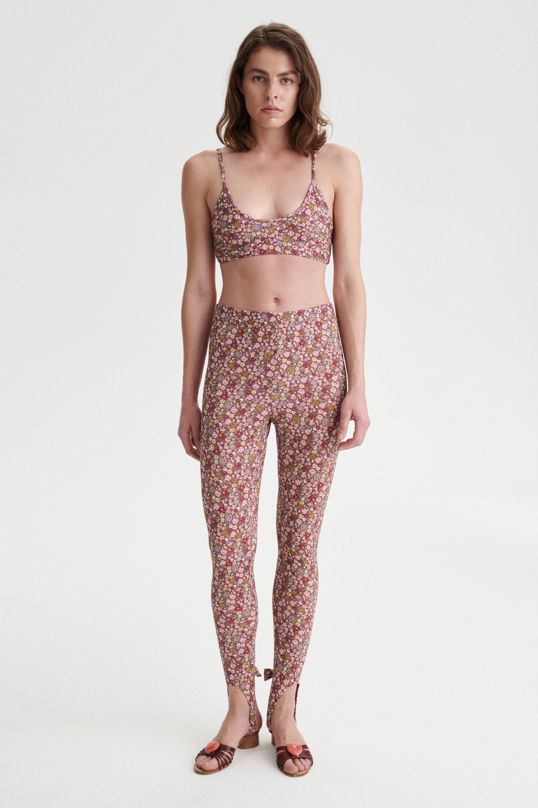 Clovis Floral Cotton Back-Bow Bra Top
