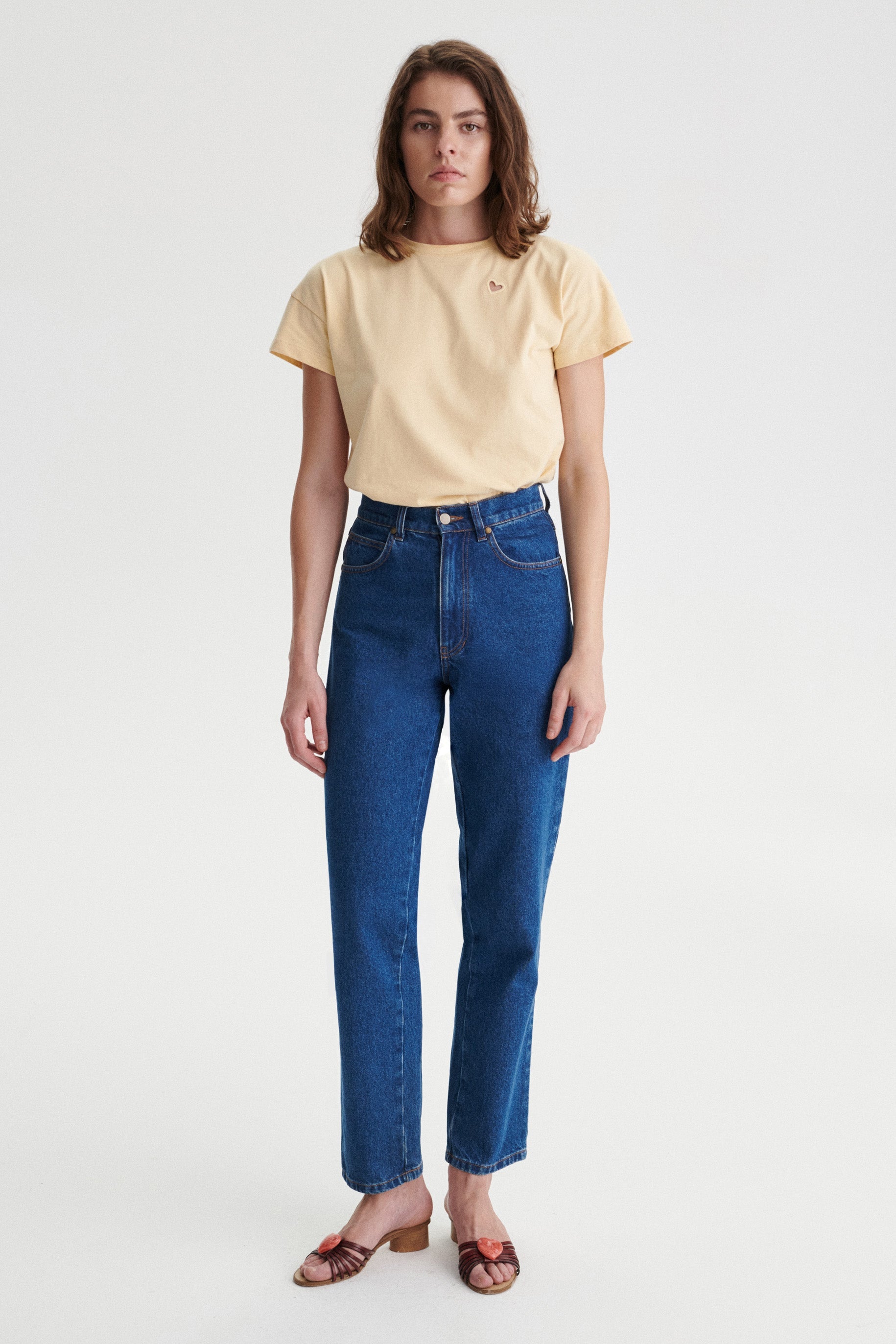 Gaby Cotton T-shirt With Heart In Yellow