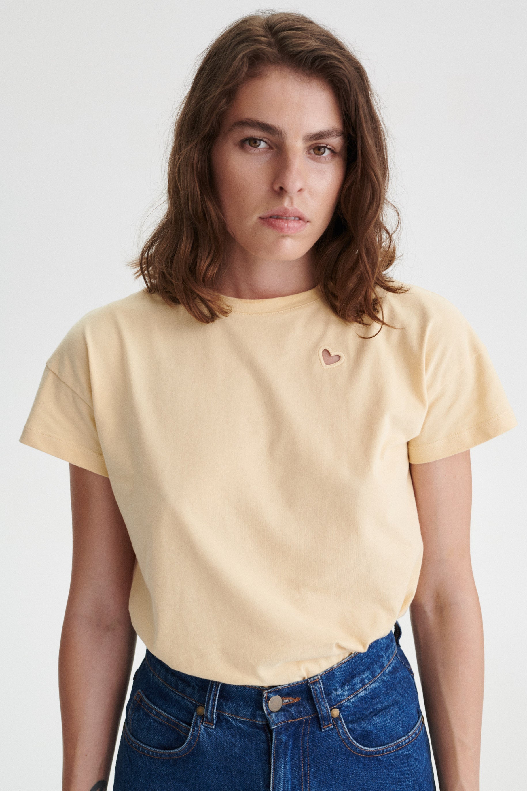 Gaby Cotton T-shirt With Heart In Yellow