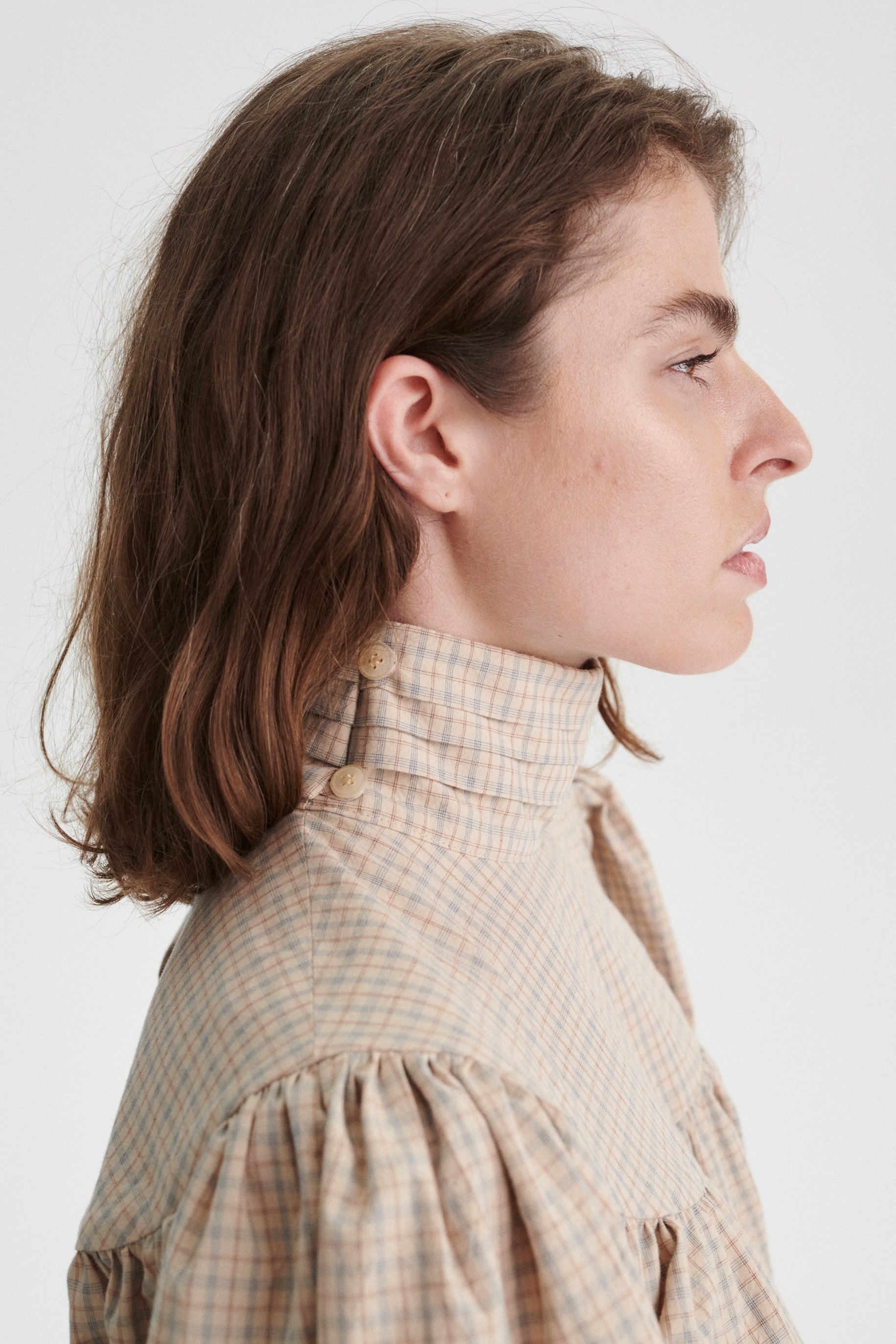 Ignace Organic Cotton Checkered Shirt with Puff Sleeves