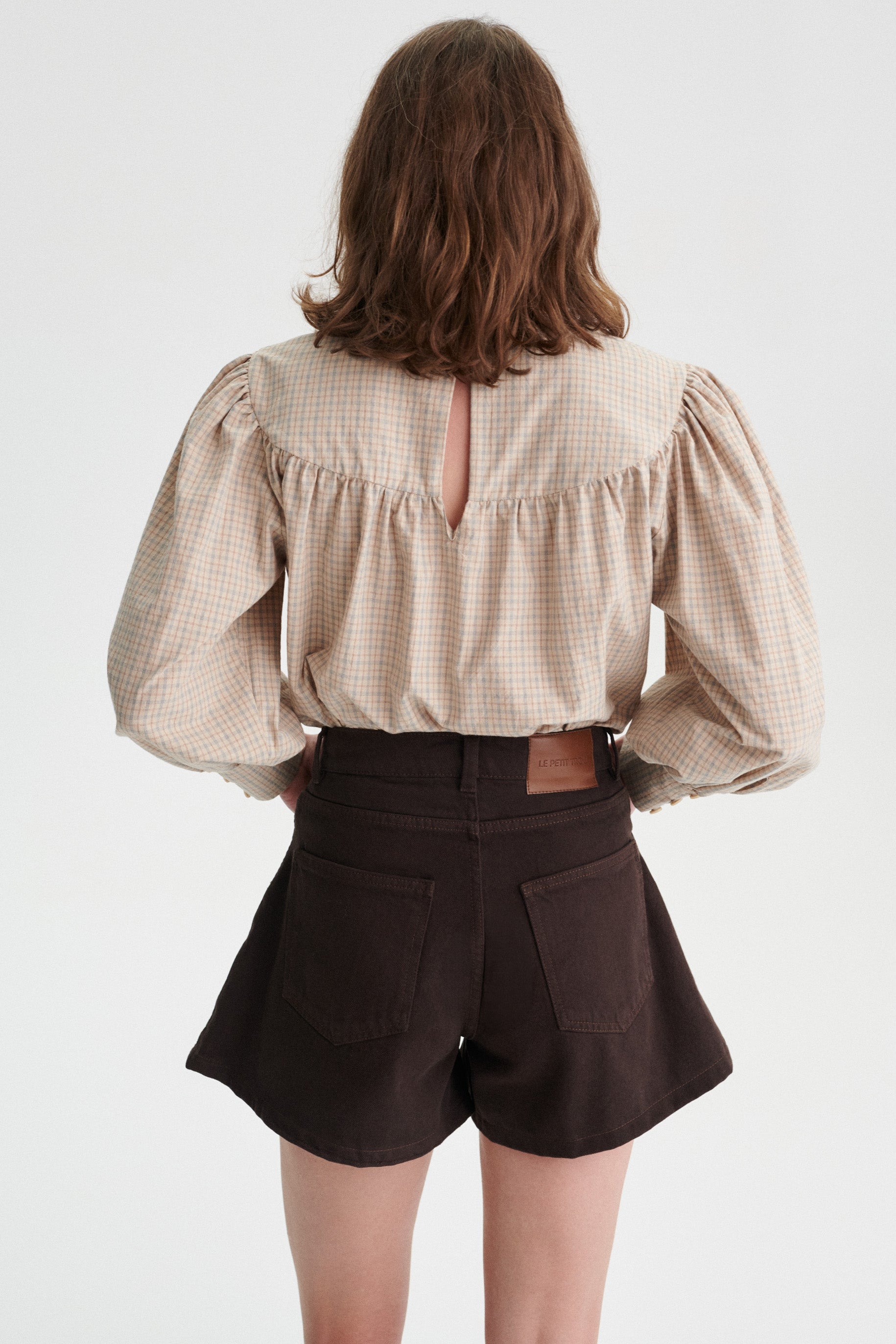 Ignace Organic Cotton Checkered Shirt with Puff Sleeves
