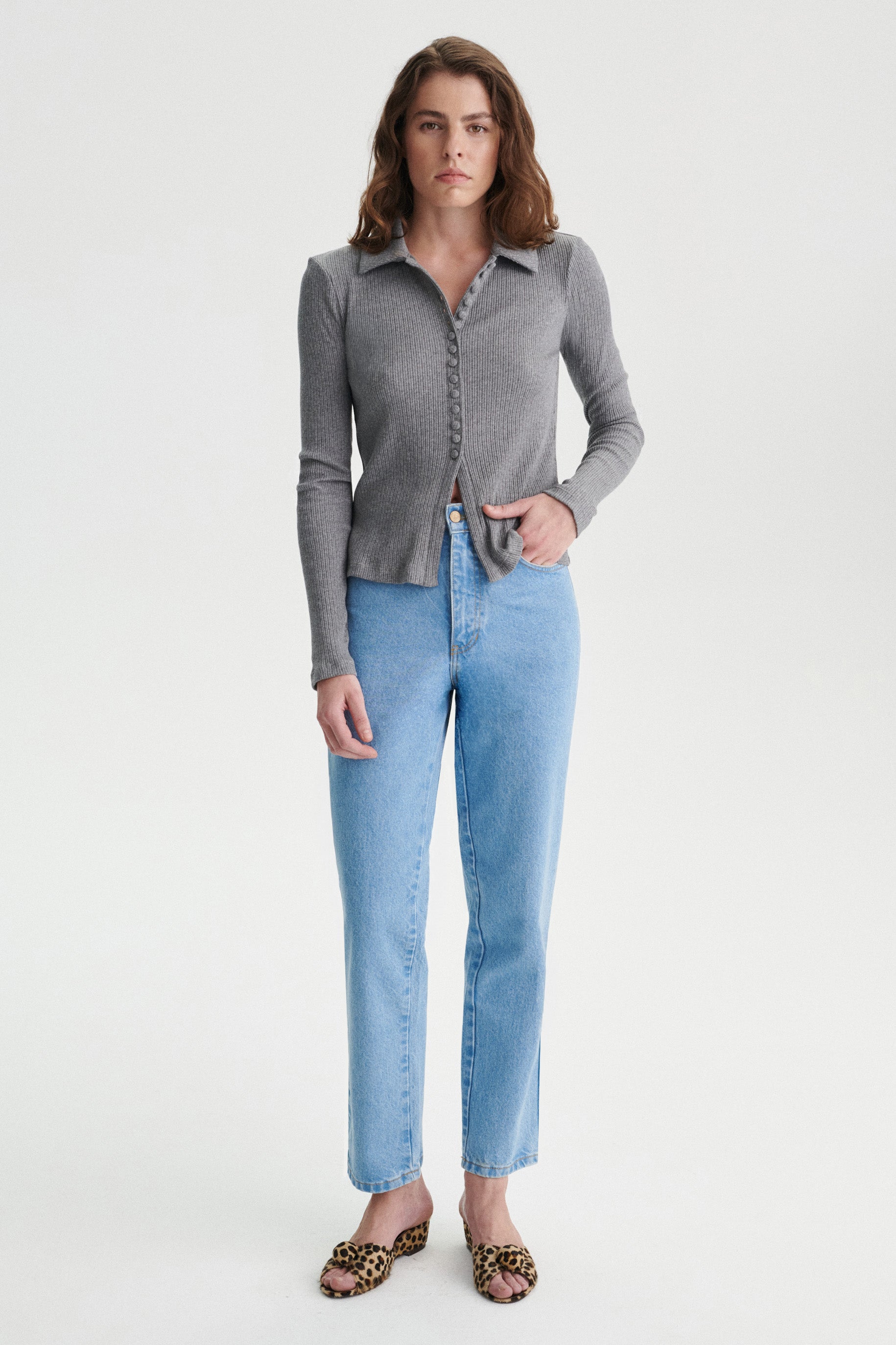 Dylan Cotton Ribbed Button-Up Cardigan