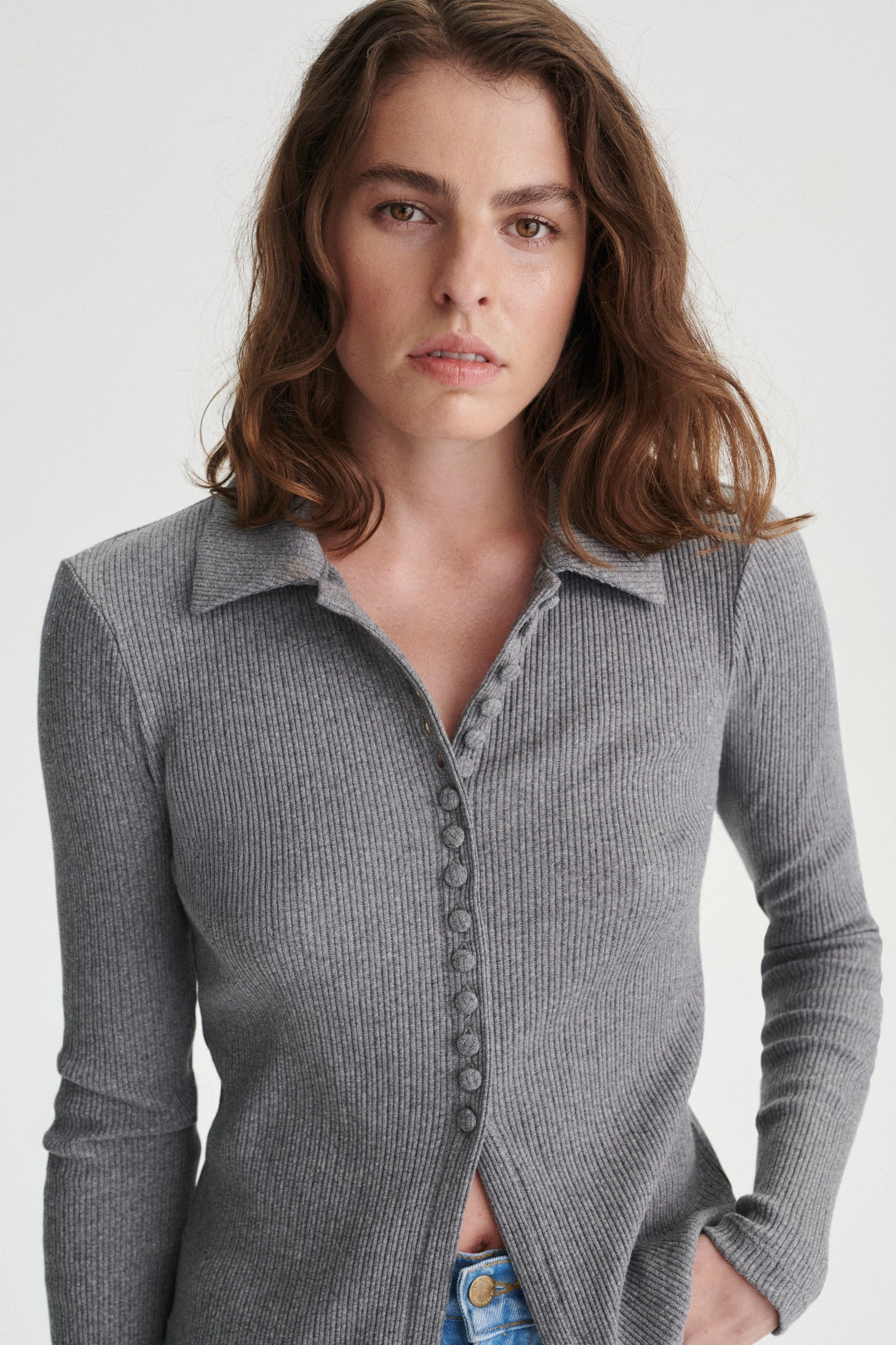 Dylan Cotton Ribbed Button-Up Cardigan