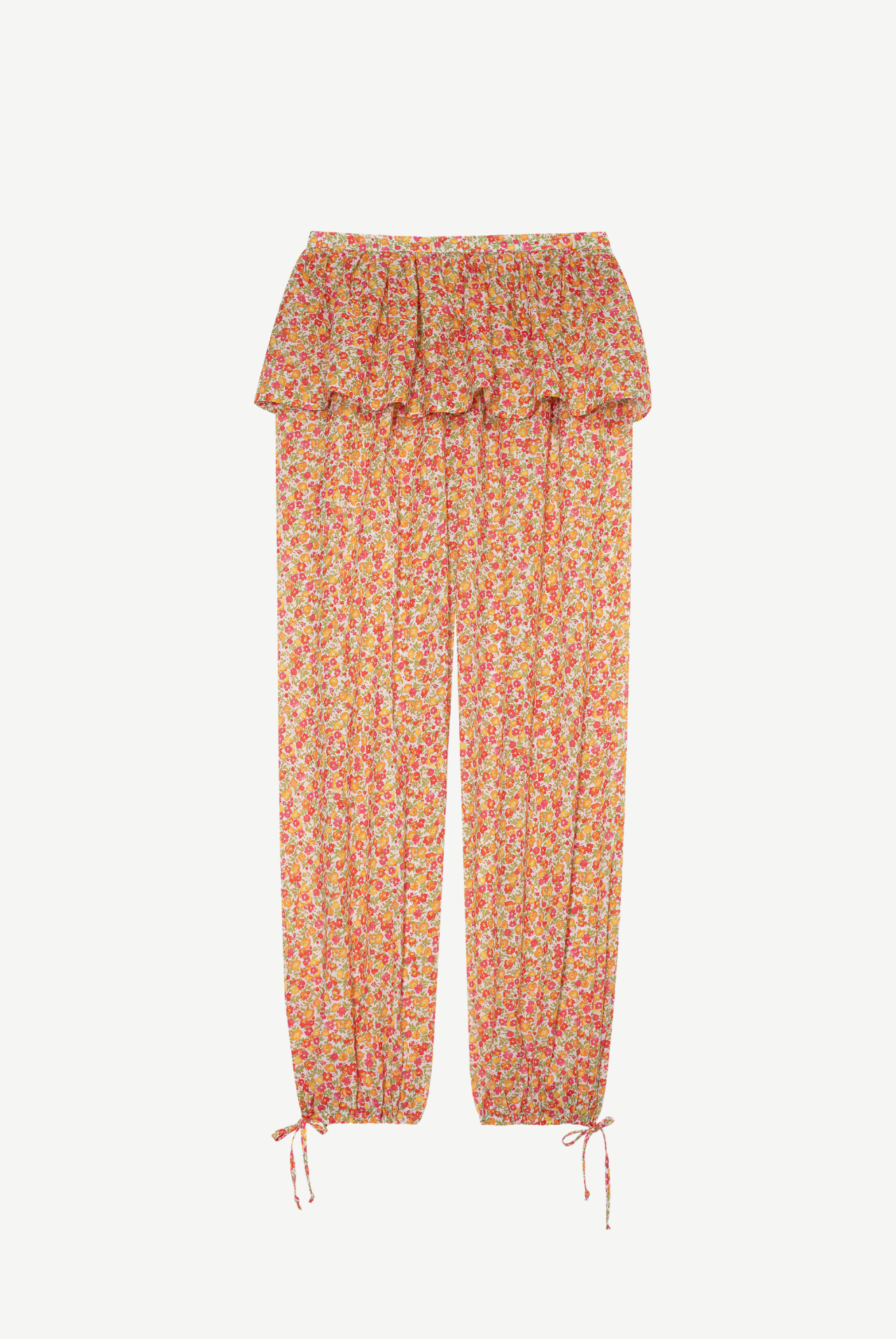 Eden Lace Baloon Pants With Detachable Peplum - orange