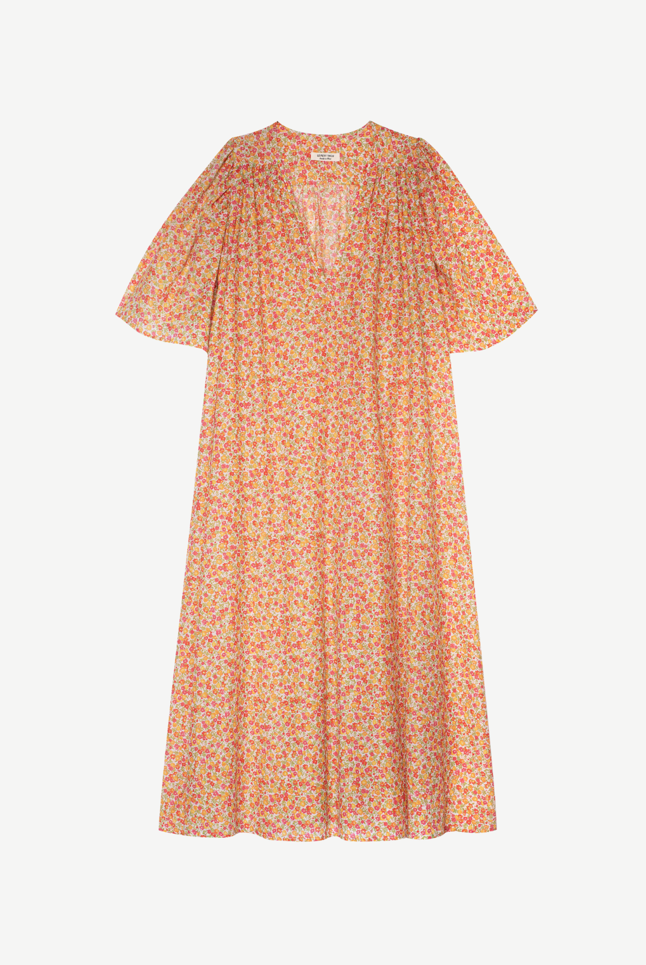 Lou Floral Cotton Dress - orange