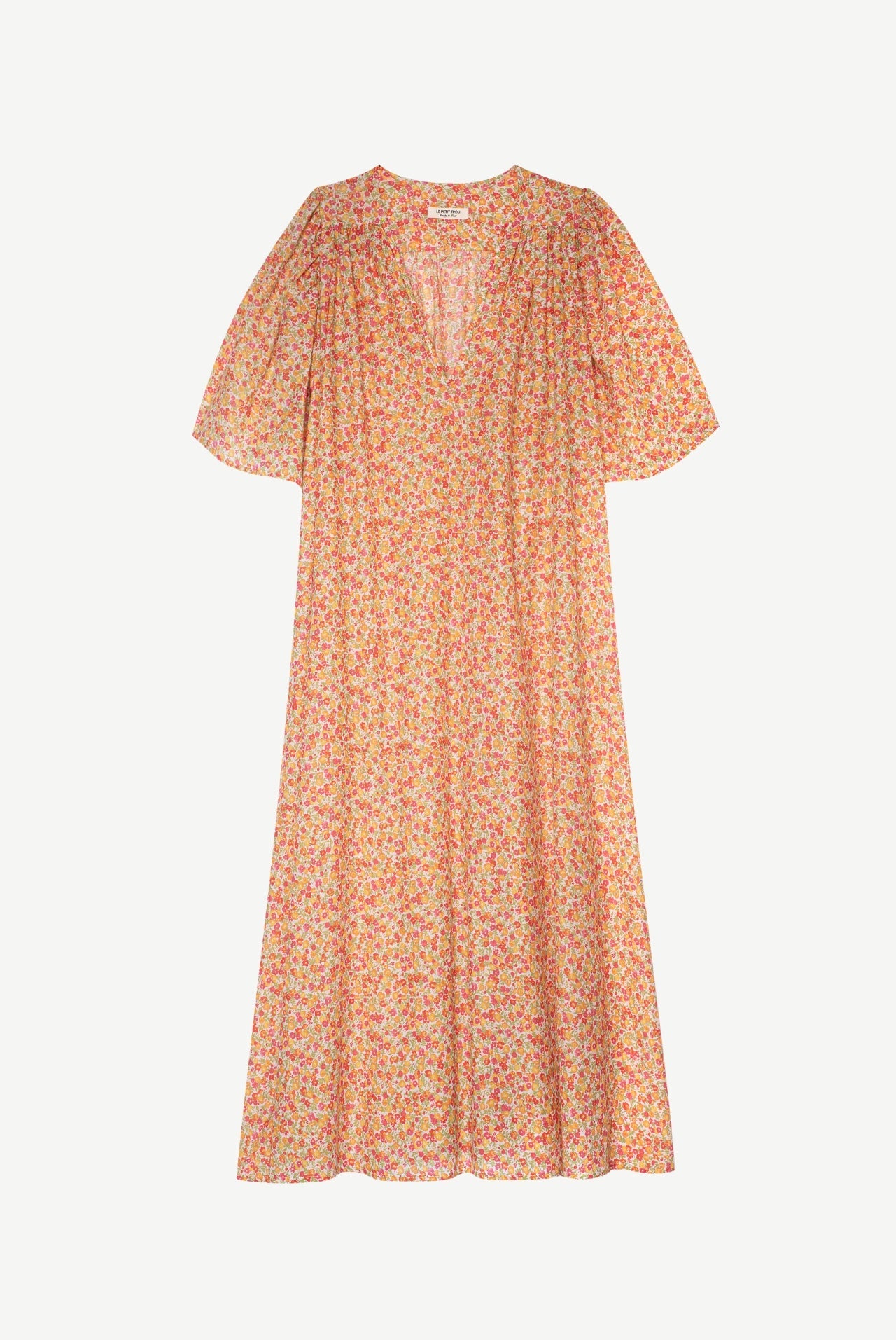 Lou Floral Cotton Dress - orange