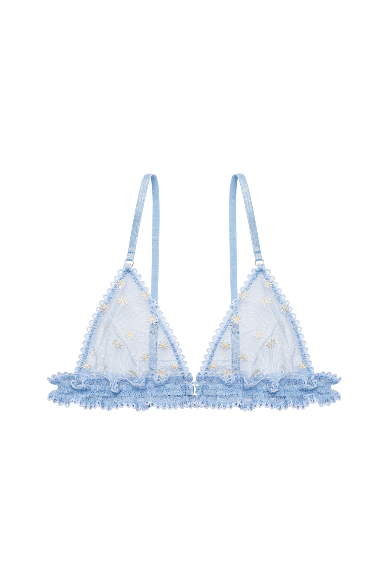 Bleu outremer printed triangle bra with lace